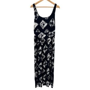INC International Concepts Womens Black White Diamond Dye Maxi Dress Large NEW